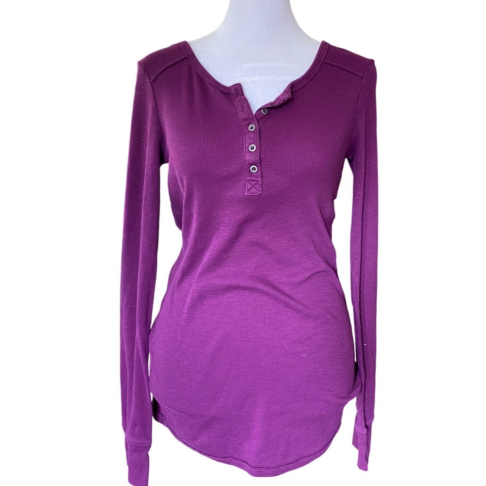 Mossimo Supply Co Ribbed Henley Longline Purple Top Medium Elena Bella Y2K 2000s
